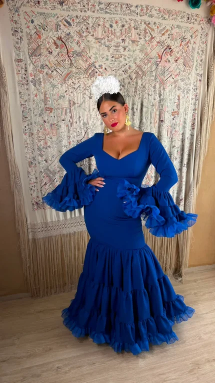 traje azul de flamenca modelo ilusion