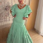 TRAJE DE FLAMENCA MODELO ALMA VERDE MENTA LUNAR NEGRO
